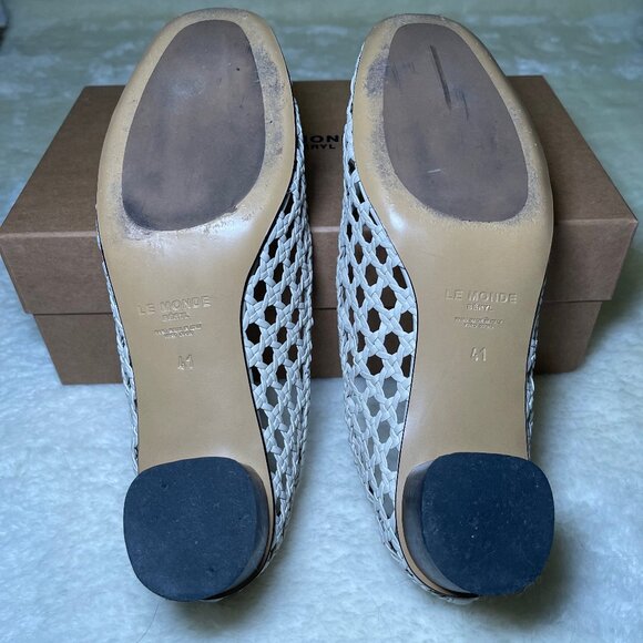 Le Monde Beryl Ballet Pump Woven Leather Ecru EU IT 41 US 11 - Picture 8 of 9